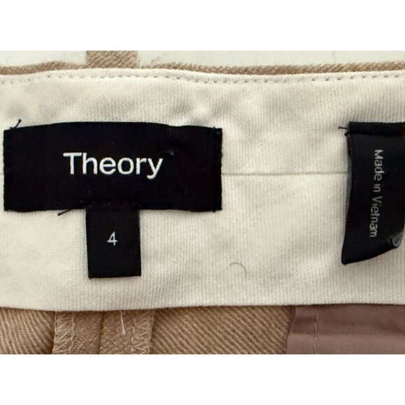 Theory Womens Beige Pleated Trousers Size 4 Lightweight Wool Blend - Picture 4 of 6